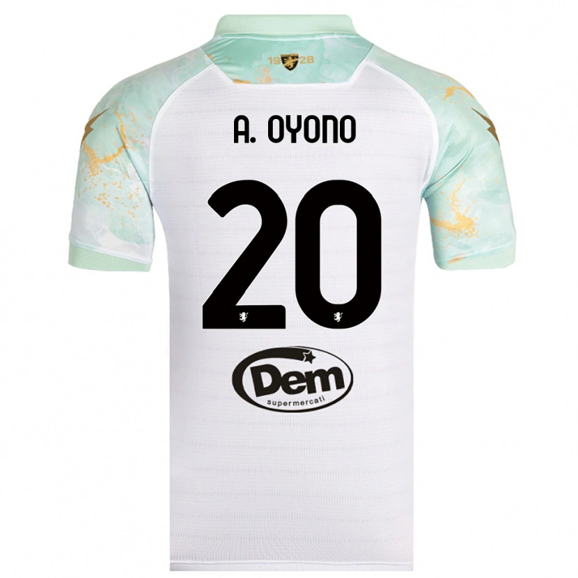 Danxen Niño Camiseta Anthony Oyono #20 Blanco Negro 2ª Equipación 2025/26 La Camisa México