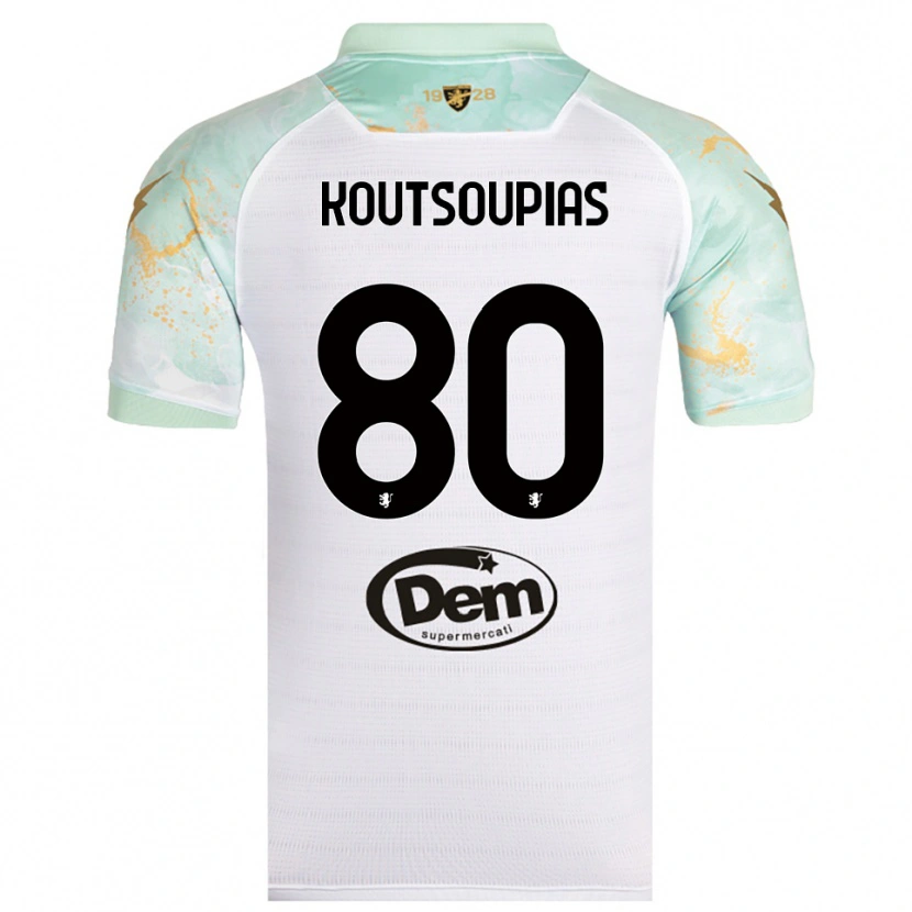 Danxen Niño Camiseta Ilias Koutsoupias #80 Blanco Negro 2ª Equipación 2025/26 La Camisa México
