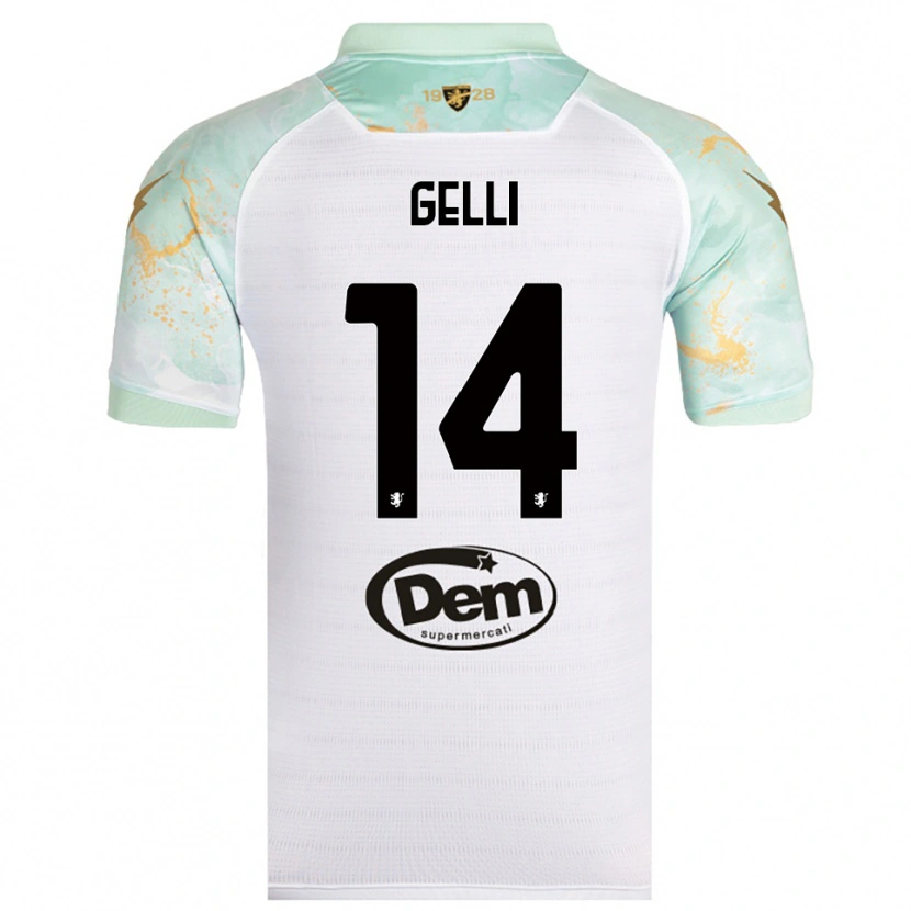 Danxen Niño Camiseta Francesco Gelli #14 Blanco Negro 2ª Equipación 2025/26 La Camisa México