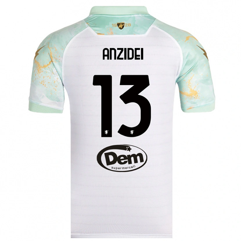 Danxen Niño Camiseta Massimo Anzidei #13 Blanco Negro 2ª Equipación 2025/26 La Camisa México