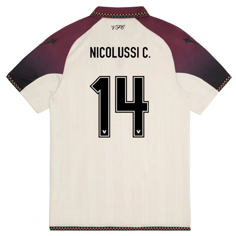 Danxen Niño Camiseta Hans Nicolussi Caviglia #14 Crema Borgoña 2ª Equipación 2025/26 La Camisa México