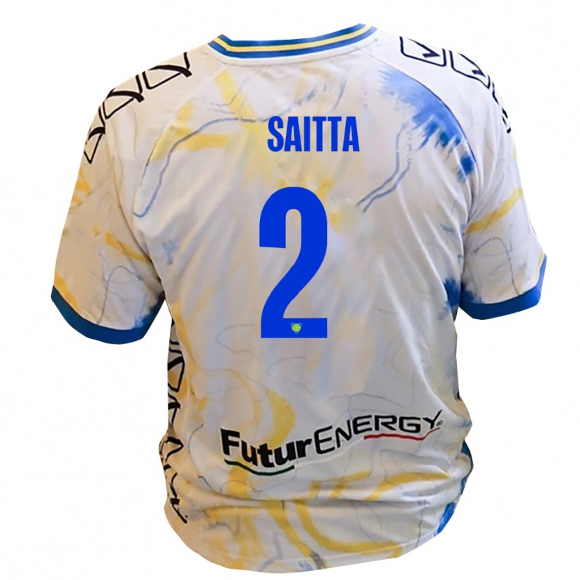 Danxen Niño Camiseta Mattia Saitta #2 Blanco Amarillo Azul 2ª Equipación 2025/26 La Camisa México