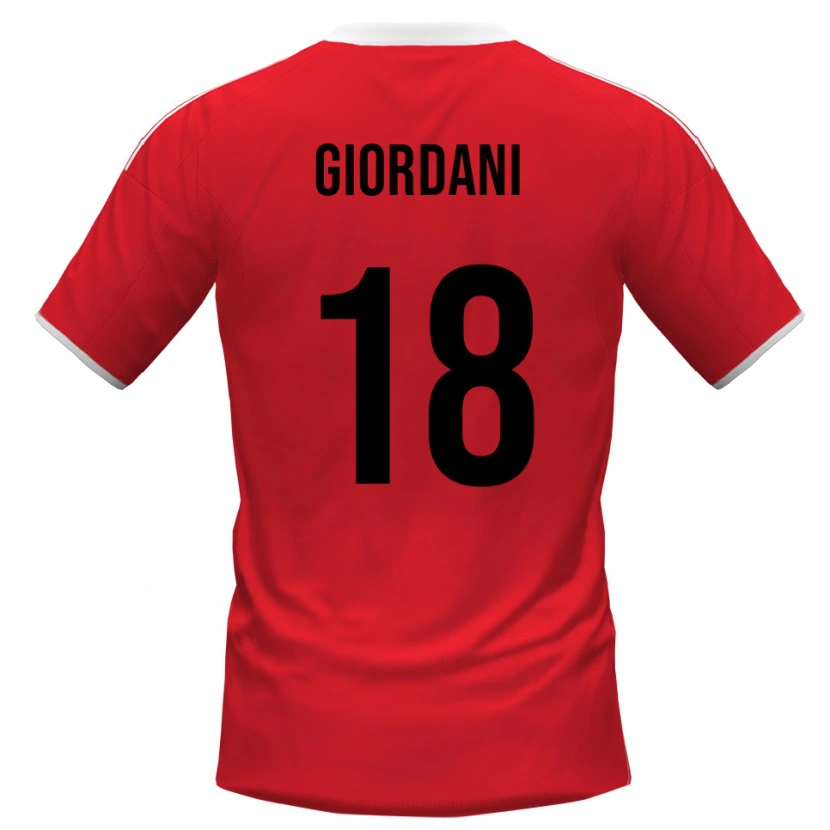 Danxen Niño Camiseta Andrea Giordani #18 Rojo Blanco 2ª Equipación 2025/26 La Camisa México