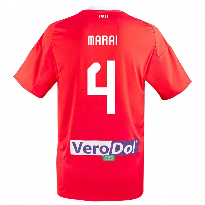 Danxen Niño Camiseta Cristian Marai #4 Rojo Blanco 2ª Equipación 2025/26 La Camisa México