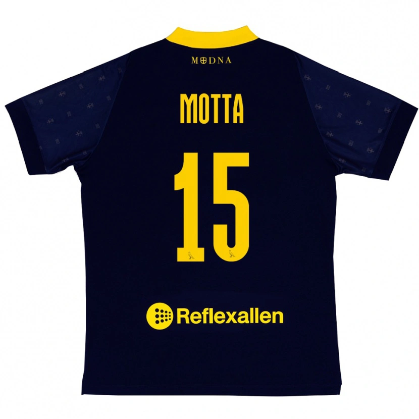 Danxen Niño Camiseta Nicolò Motta #15 Marino Amarillo 2ª Equipación 2025/26 La Camisa México