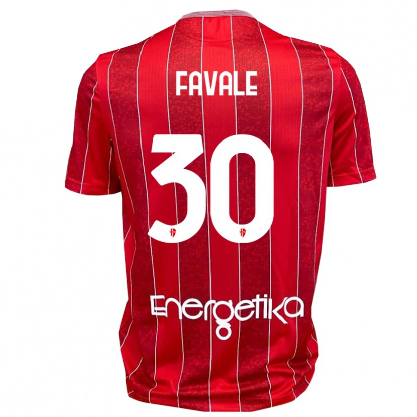Danxen Niño Camiseta Giulio Favale #30 Rojo Blanco 2ª Equipación 2025/26 La Camisa México