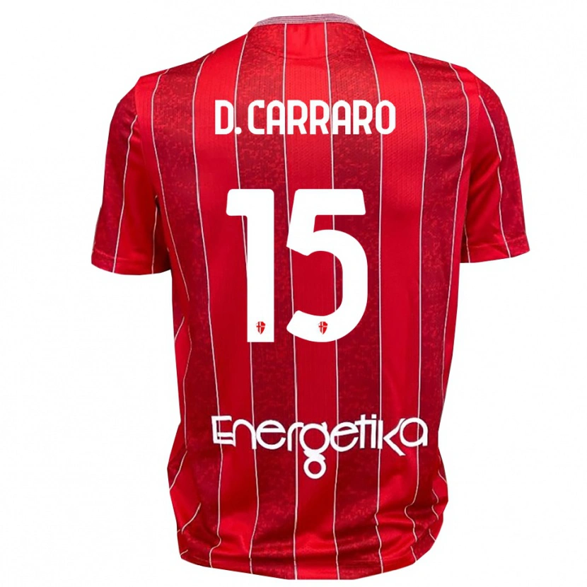 Danxen Niño Camiseta Davide Carraro #15 Rojo Blanco 2ª Equipación 2025/26 La Camisa México