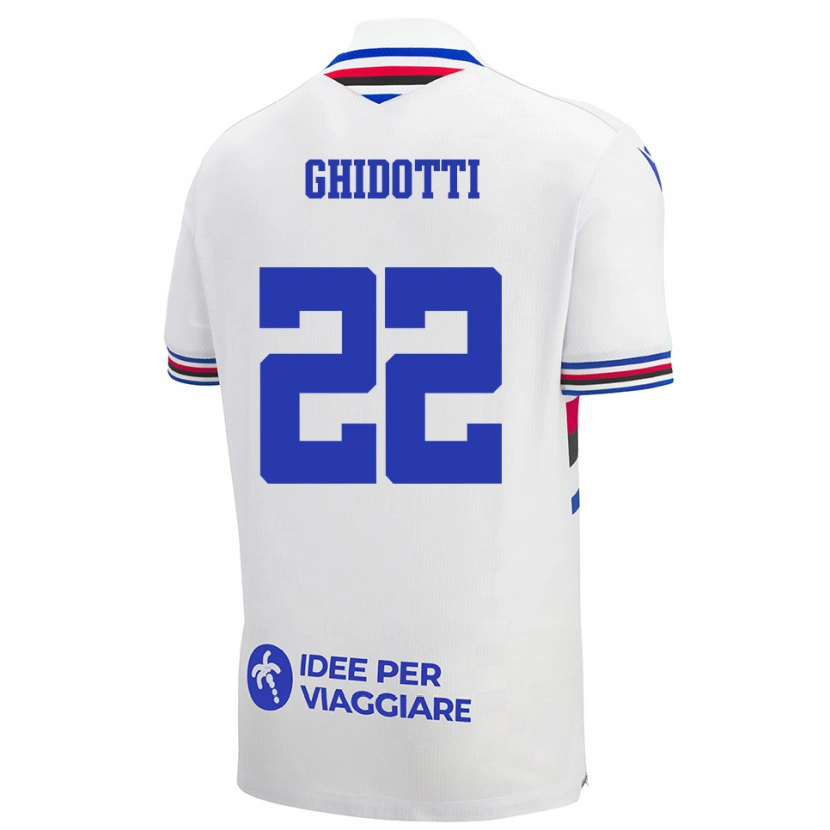 Danxen Niño Camiseta Simone Ghidotti #22 Blanco Azul Rojo 2ª Equipación 2025/26 La Camisa México