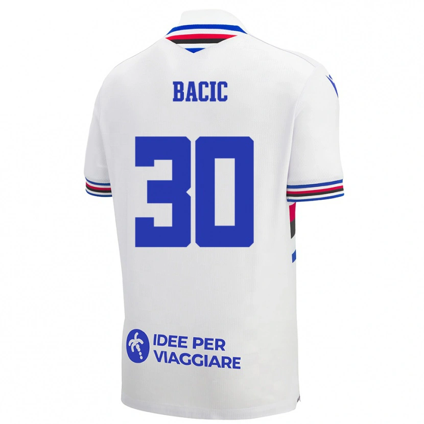 Danxen Niño Camiseta Mateo Bacic #30 Blanco Azul Rojo 2ª Equipación 2025/26 La Camisa México