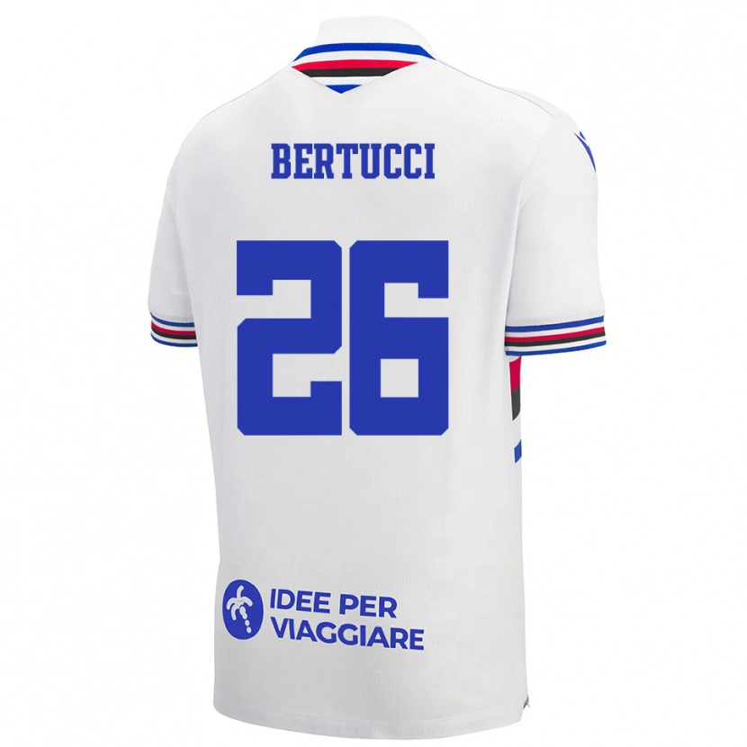 Danxen Niño Camiseta Sofia Bertucci #26 Blanco Azul Rojo 2ª Equipación 2025/26 La Camisa México