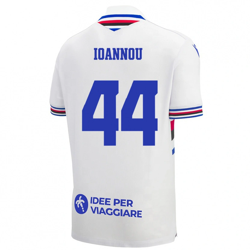 Danxen Niño Camiseta Nikolas Ioannou #44 Blanco Azul Rojo 2ª Equipación 2025/26 La Camisa México