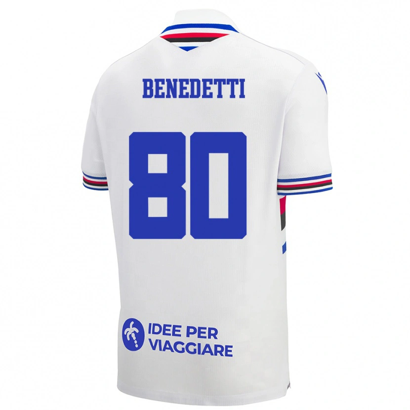 Danxen Niño Camiseta Leonardo Benedetti #80 Blanco Azul Rojo 2ª Equipación 2025/26 La Camisa México