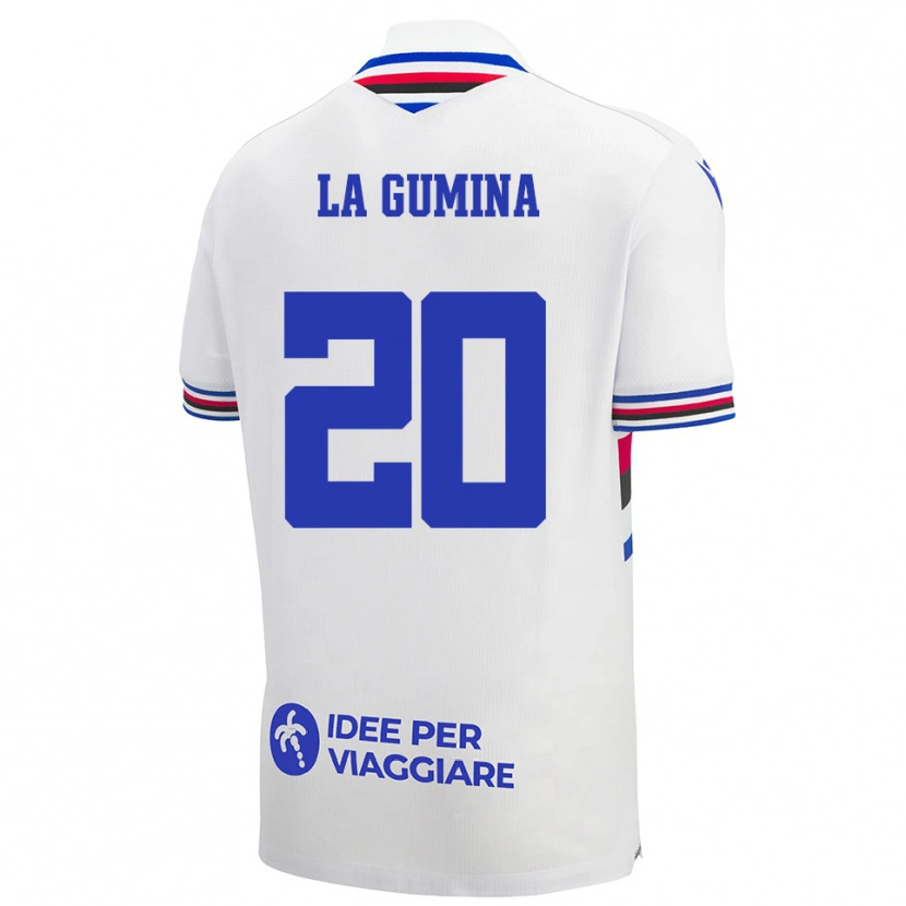 Danxen Niño Camiseta Antonino La Gumina #20 Blanco Azul Rojo 2ª Equipación 2025/26 La Camisa México