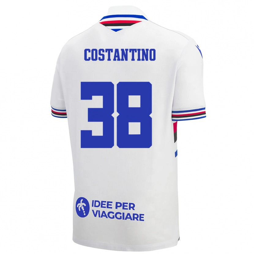 Danxen Niño Camiseta Lorenzo Costantino #38 Blanco Azul Rojo 2ª Equipación 2025/26 La Camisa México