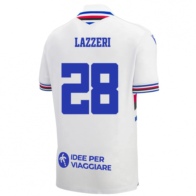 Danxen Niño Camiseta Nicole Lazzeri #28 Blanco Azul Rojo 2ª Equipación 2025/26 La Camisa México