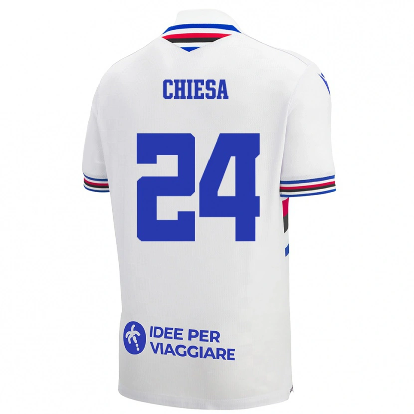 Danxen Niño Camiseta Lorenzo Chiesa #24 Blanco Azul Rojo 2ª Equipación 2025/26 La Camisa México
