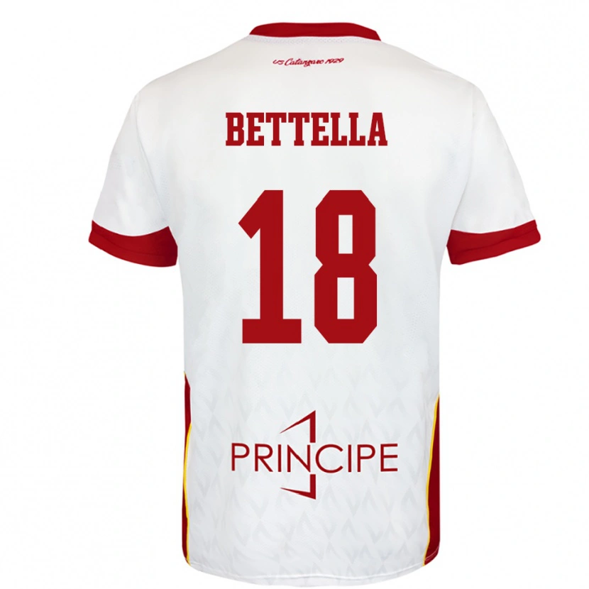 Danxen Niño Camiseta Davide Bettella #18 Blanco Rojo 2ª Equipación 2025/26 La Camisa México
