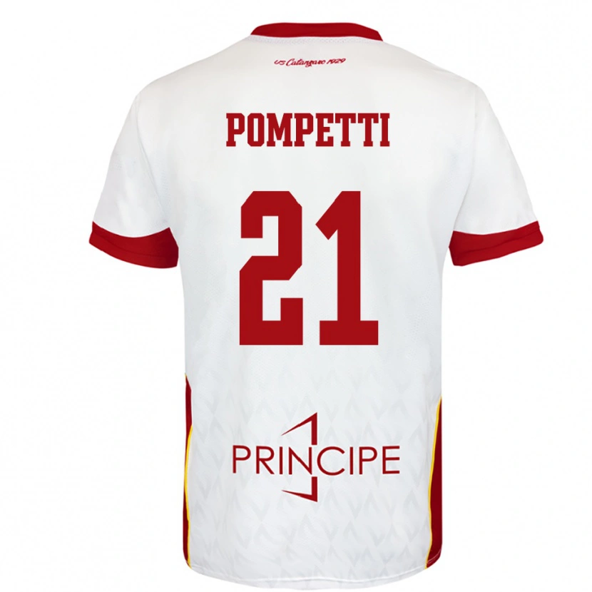 Danxen Niño Camiseta Marco Pompetti #21 Blanco Rojo 2ª Equipación 2025/26 La Camisa México