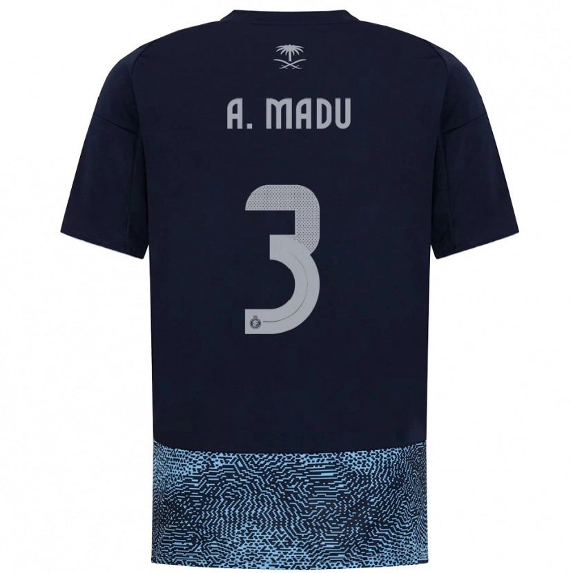 Danxen Niño Camiseta Abdullah Madu #3 Marino Azul Celeste 2ª Equipación 2025/26 La Camisa México