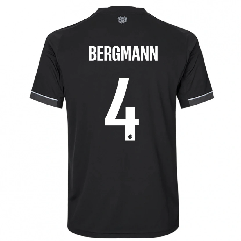 Danxen Niño Camiseta Olivia Bergmann #4 Negro Blanco 2ª Equipación 2025/26 La Camisa México