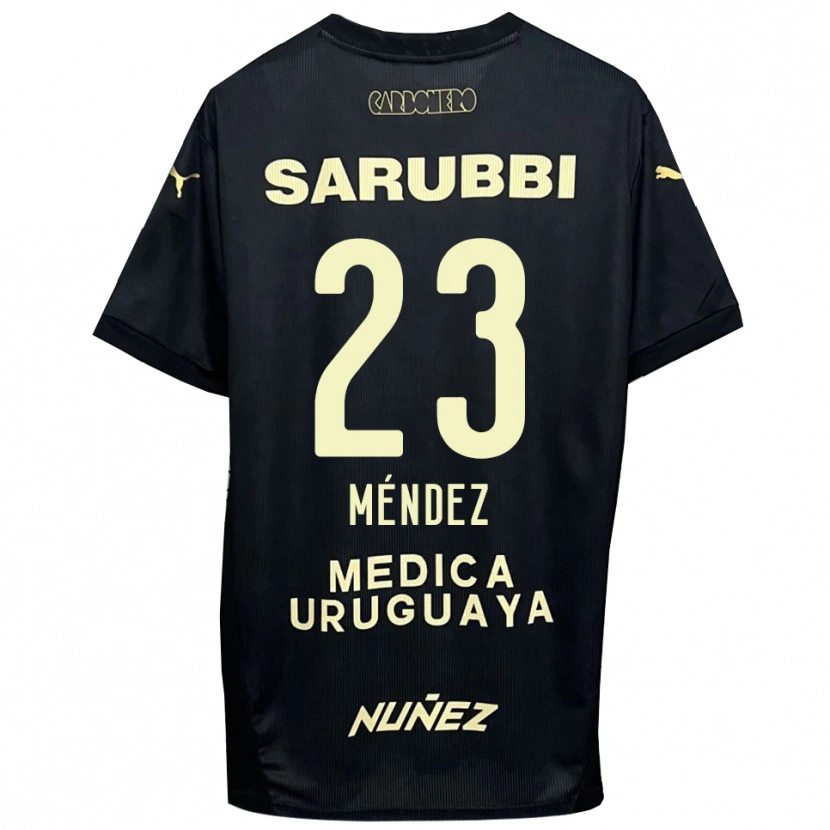 Danxen Niño Camiseta Javier Méndez #23 Negro Oro 2ª Equipación 2025/26 La Camisa México