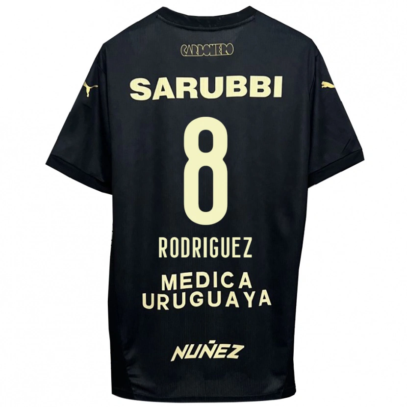 Danxen Niño Camiseta Sebastián Rodríguez #8 Negro Oro 2ª Equipación 2025/26 La Camisa México