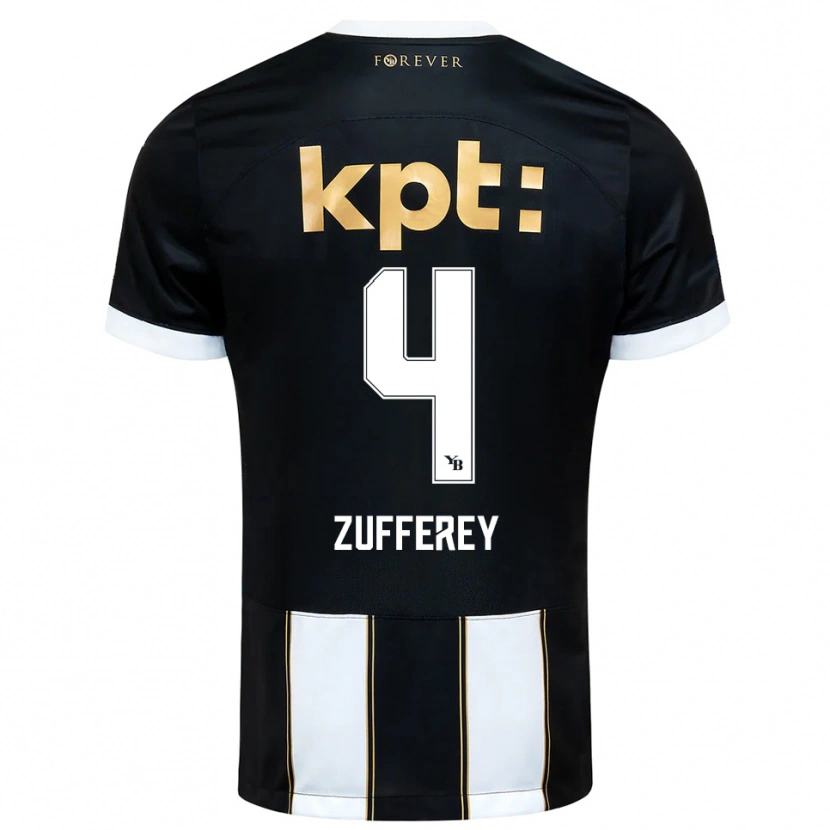 Danxen Niño Camiseta Gil Zufferey #4 Negro Blanco 2ª Equipación 2025/26 La Camisa México