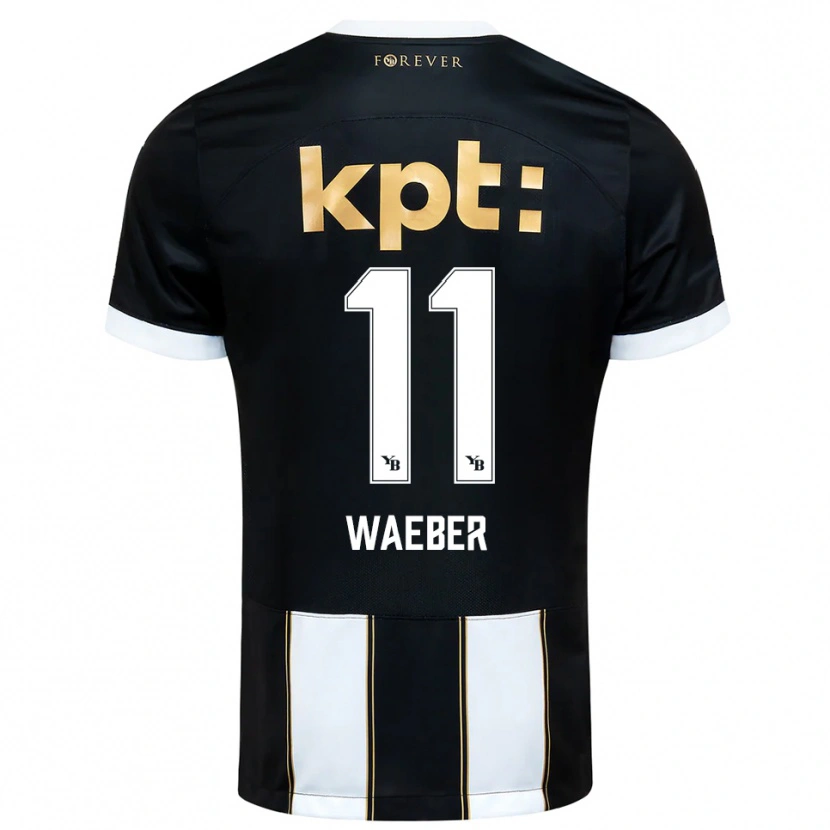 Danxen Niño Camiseta Stéphanie Waeber #11 Negro Blanco 2ª Equipación 2025/26 La Camisa México