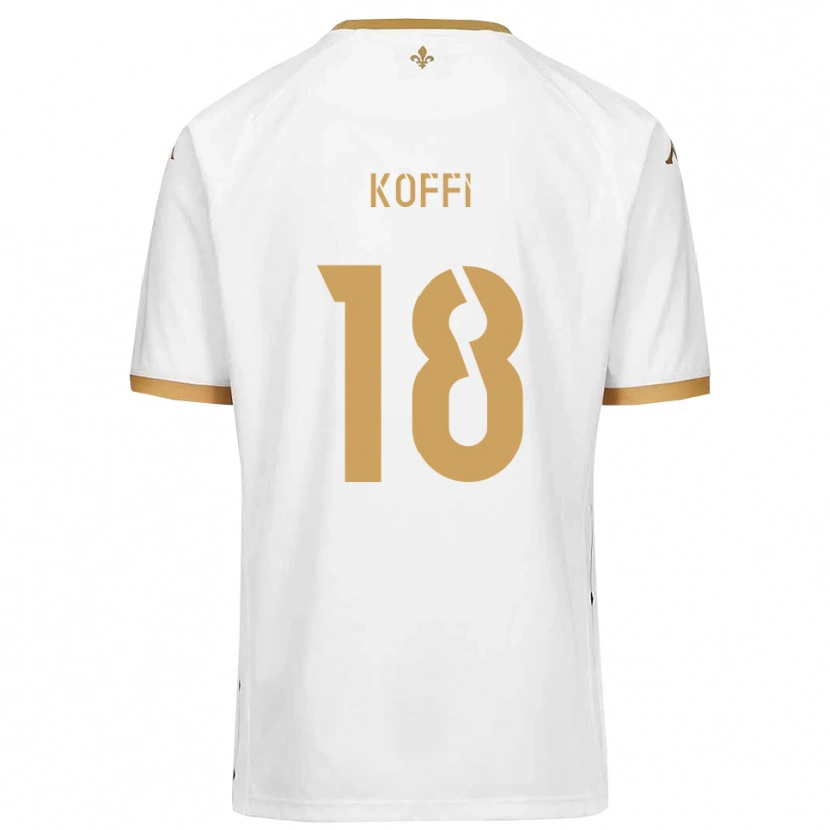 Danxen Niño Camiseta Patrick Koffi #18 Blanco Dorado 2ª Equipación 2025/26 La Camisa México