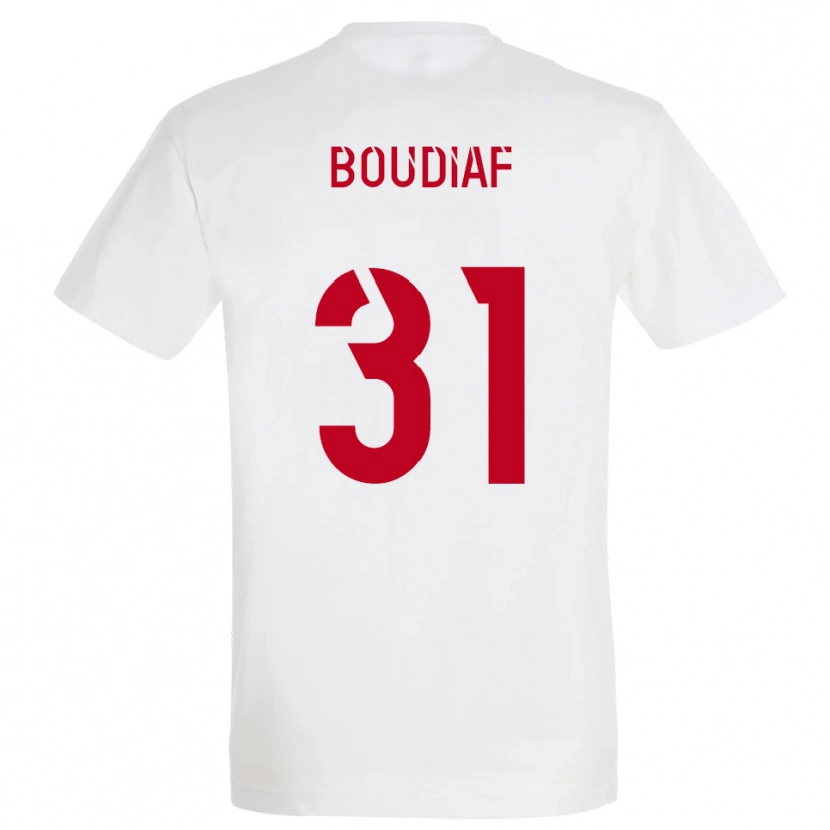 Danxen Niño Camiseta Ryad Boudiaf #31 Blanco Rojo Amarillo 2ª Equipación 2025/26 La Camisa México