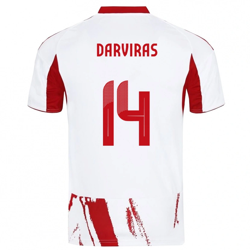 Danxen Niño Camiseta Christos Darviras #14 Blanco Rojo 2ª Equipación 2025/26 La Camisa México