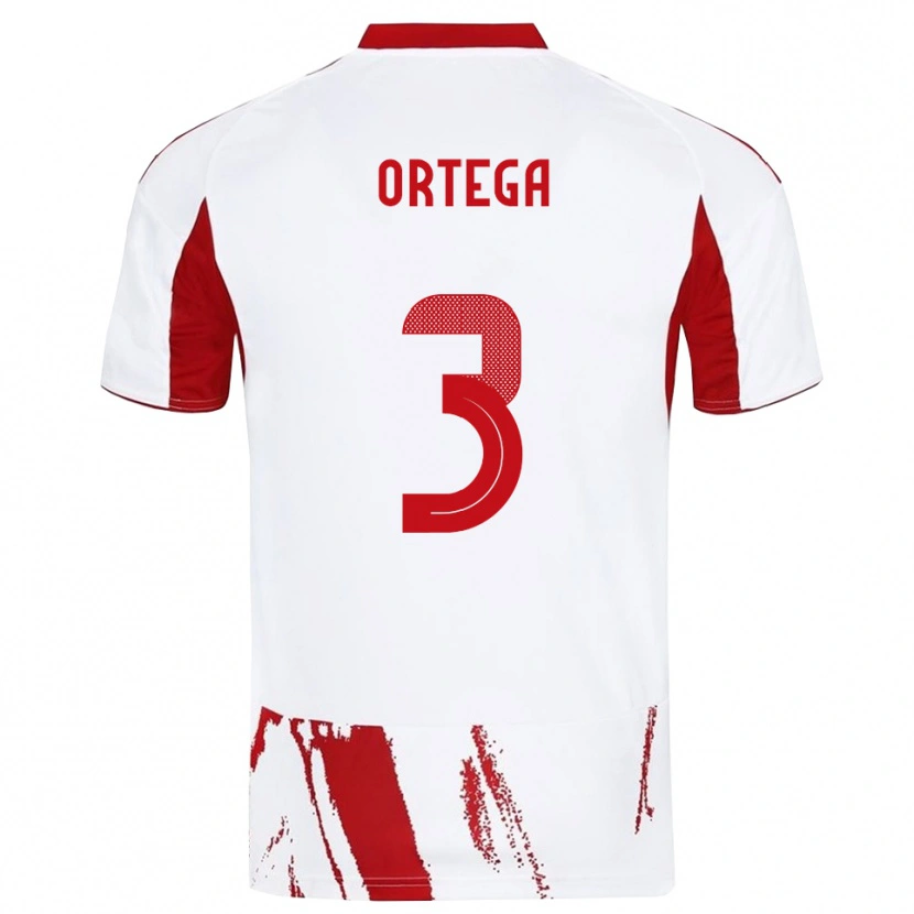 Danxen Niño Camiseta Francisco Ortega #3 Blanco Rojo 2ª Equipación 2025/26 La Camisa México