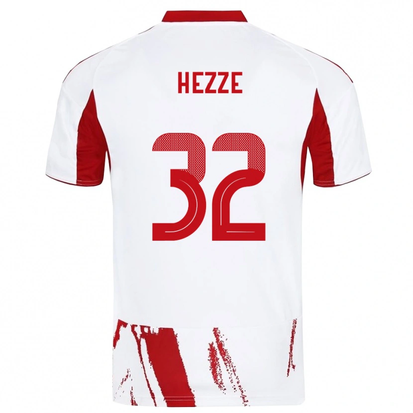 Danxen Niño Camiseta Santiago Hezze #32 Blanco Rojo 2ª Equipación 2025/26 La Camisa México