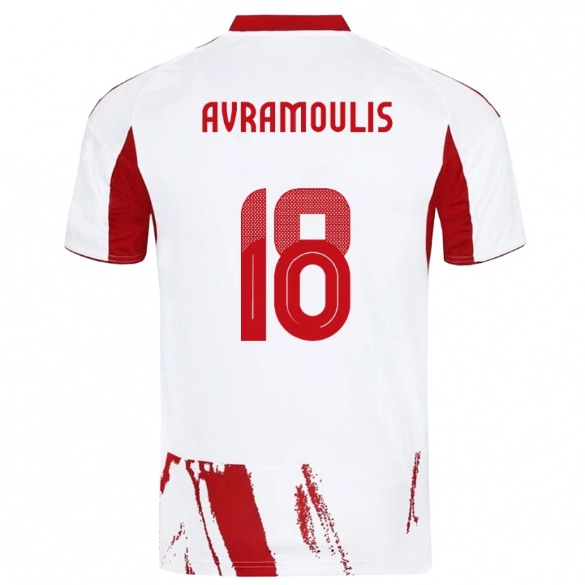 Danxen Niño Camiseta Nikolaos Avramoulis #18 Blanco Rojo 2ª Equipación 2025/26 La Camisa México