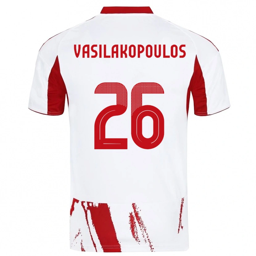 Danxen Niño Camiseta Sarantos Vasilakopoulos #26 Blanco Rojo 2ª Equipación 2025/26 La Camisa México