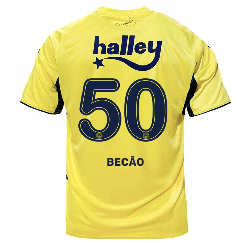 Danxen Niño Camiseta Rodrigo Becão #50 Amarillo Marino 2ª Equipación 2025/26 La Camisa México