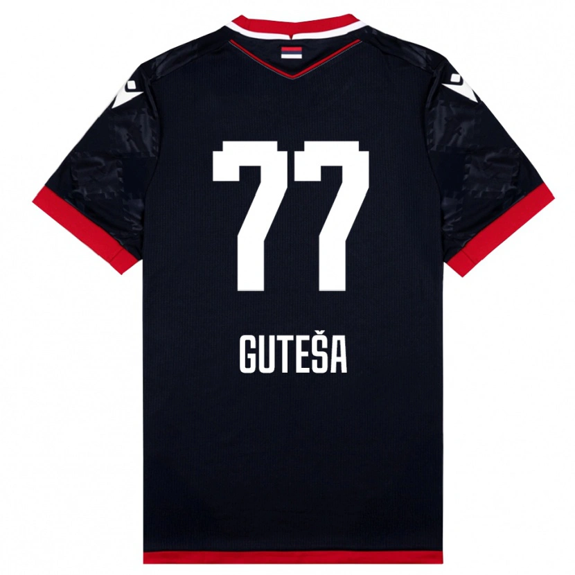 Danxen Niño Camiseta Ivan Guteša #77 Negro Rojo 2ª Equipación 2025/26 La Camisa México