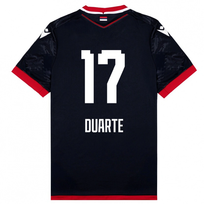 Danxen Niño Camiseta Bruno Duarte #17 Negro Rojo 2ª Equipación 2025/26 La Camisa México