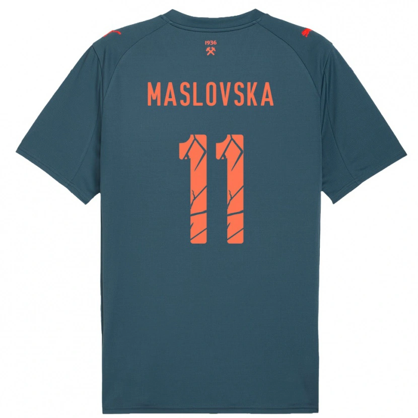 Danxen Niño Camiseta Yelyzaveta Maslovska #11 Marino Rojo 2ª Equipación 2025/26 La Camisa México