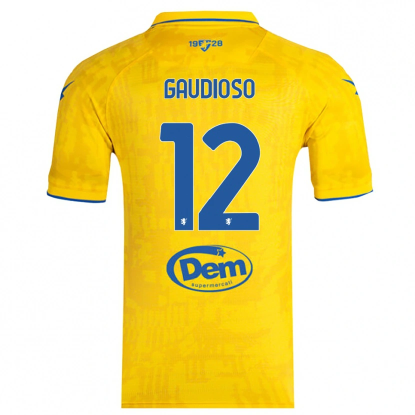 Danxen Hombre Camiseta Gianmaria Gaudioso #12 Amarillo Azul 1ª Equipación 2025/26 La Camisa México