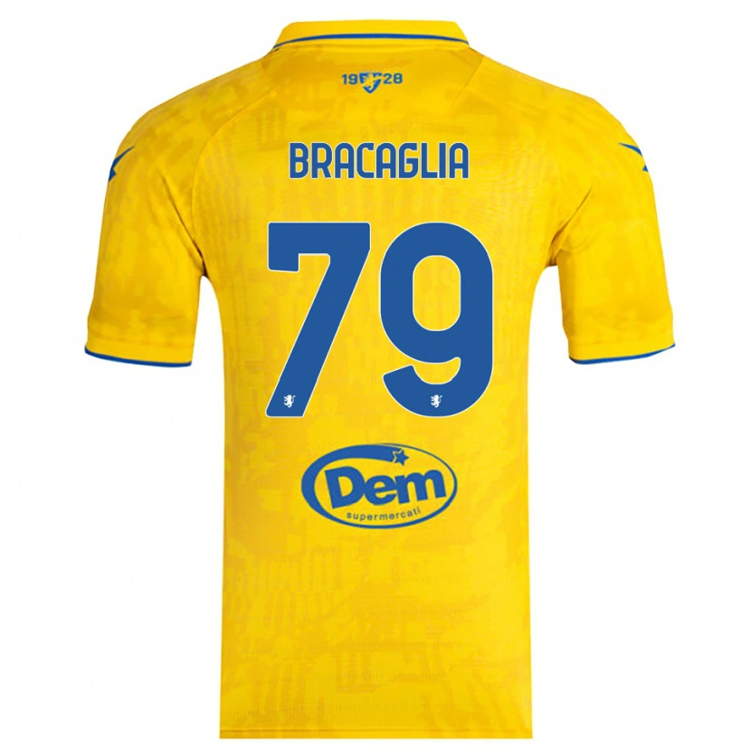 Danxen Hombre Camiseta Gabriele Bracaglia #79 Amarillo Azul 1ª Equipación 2025/26 La Camisa México