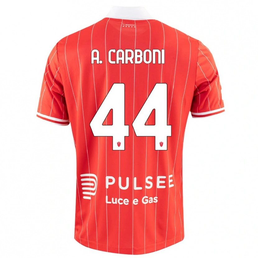 Danxen Hombre Camiseta Andrea Carboni #44 Rojo Blanco 1ª Equipación 2025/26 La Camisa México