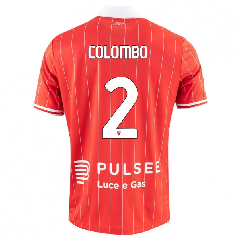Danxen Hombre Camiseta Davide Colombo #2 Rojo Blanco 1ª Equipación 2025/26 La Camisa México