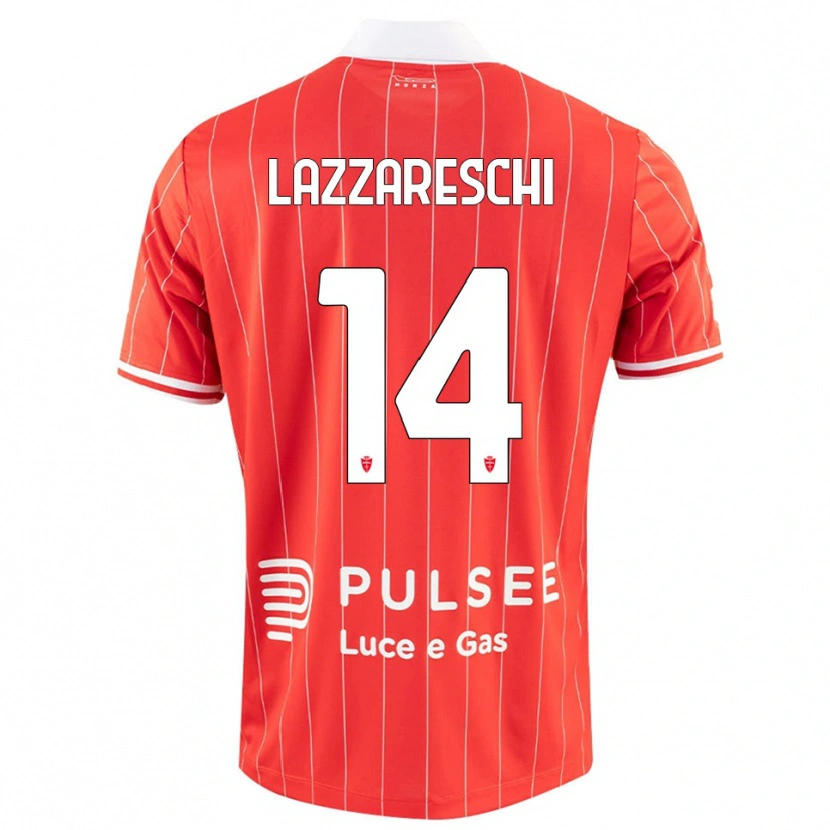 Danxen Hombre Camiseta Andrea Lazzareschi #14 Rojo Blanco 1ª Equipación 2025/26 La Camisa México