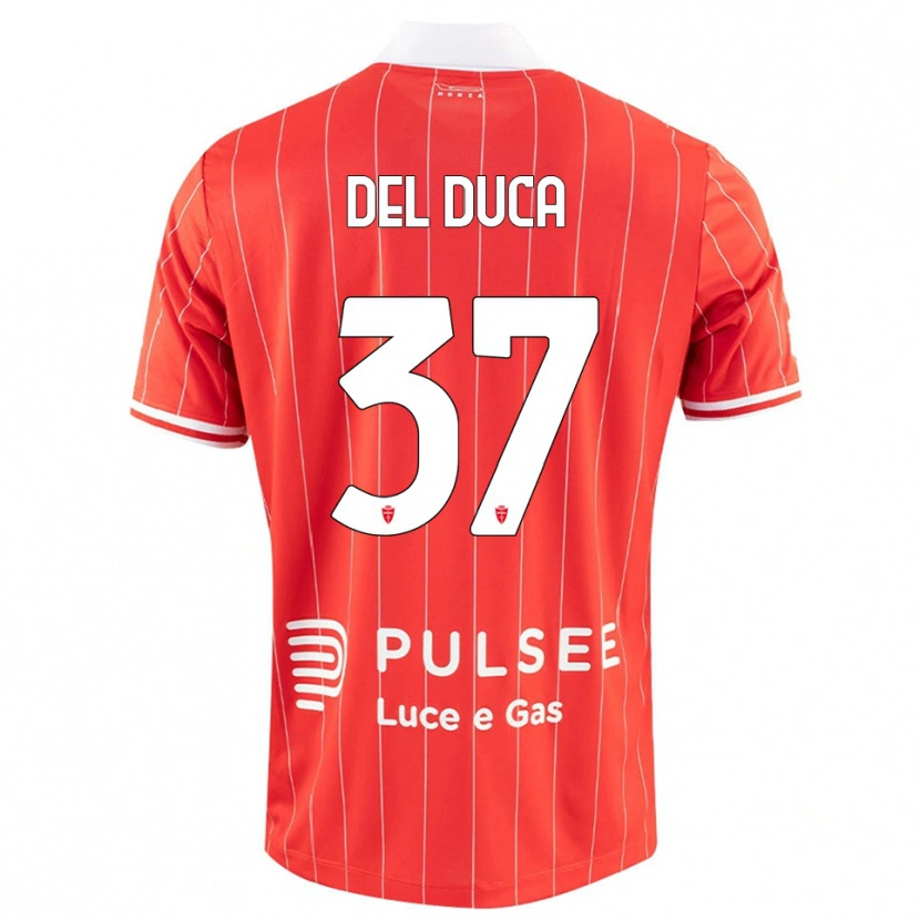 Danxen Hombre Camiseta Jacopo Del Duca #37 Rojo Blanco 1ª Equipación 2025/26 La Camisa México