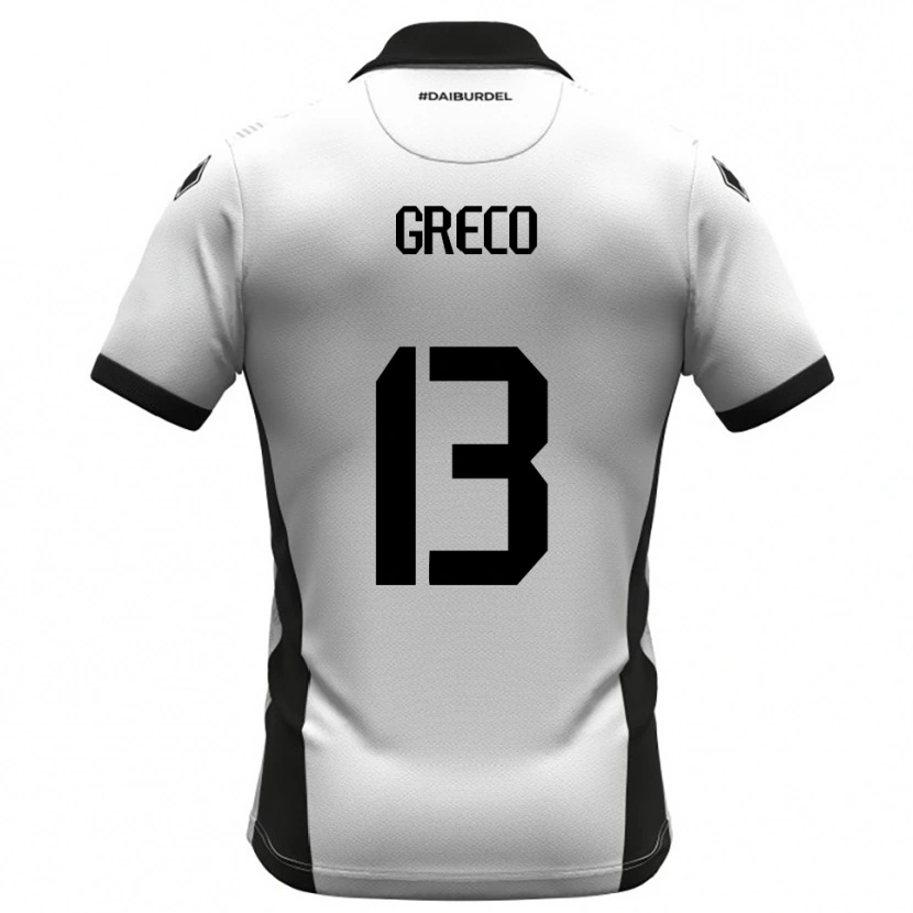 Danxen Hombre Camiseta Nicolò Greco #13 Blanco Negro Naranja 1ª Equipación 2025/26 La Camisa México
