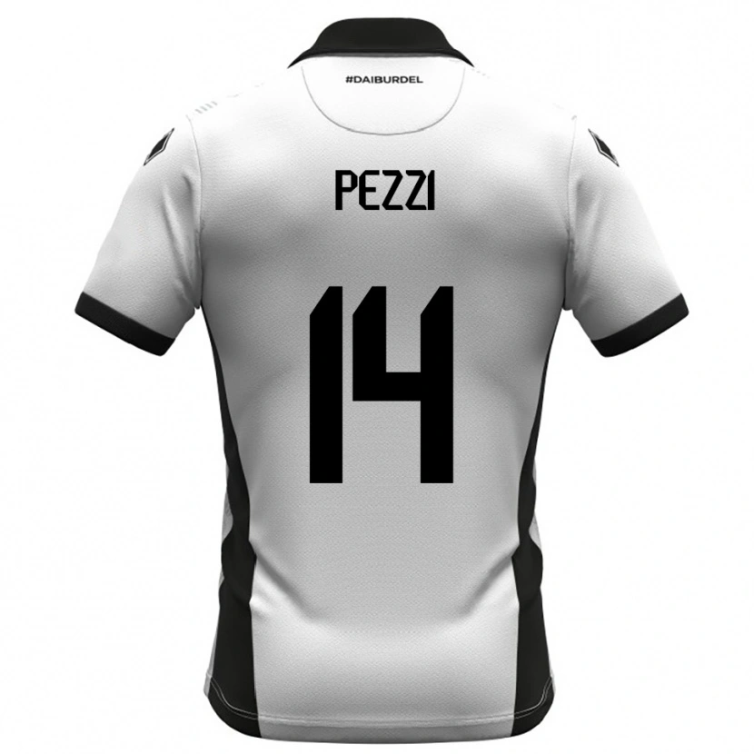 Danxen Hombre Camiseta Alessandro Pezzi #14 Blanco Negro Naranja 1ª Equipación 2025/26 La Camisa México