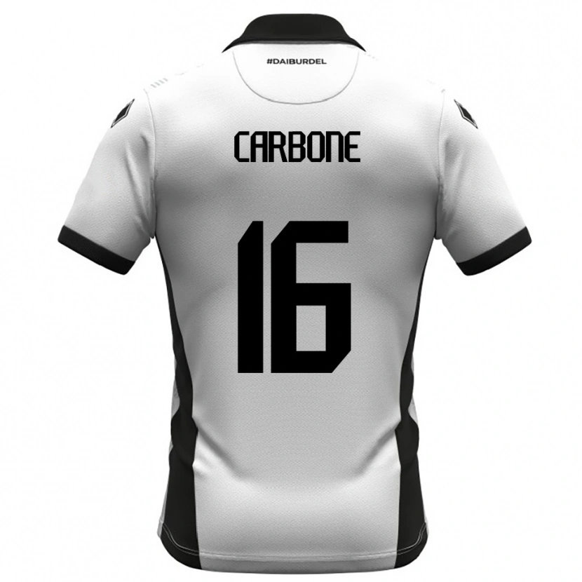 Danxen Hombre Camiseta Andrea Carbone #16 Blanco Negro Naranja 1ª Equipación 2025/26 La Camisa México