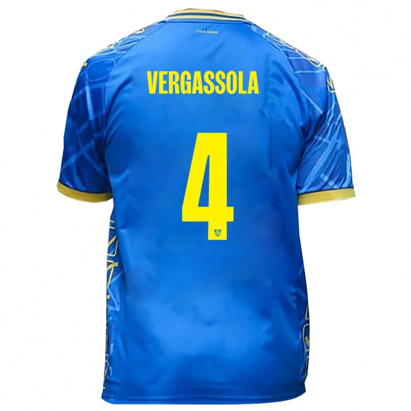 Danxen Hombre Camiseta Alessandro Vergassola #4 Azul Cielo Amarillo 1ª Equipación 2025/26 La Camisa México