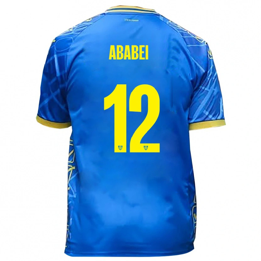 Danxen Hombre Camiseta Leonardo Ababei #12 Azul Cielo Amarillo 1ª Equipación 2025/26 La Camisa México